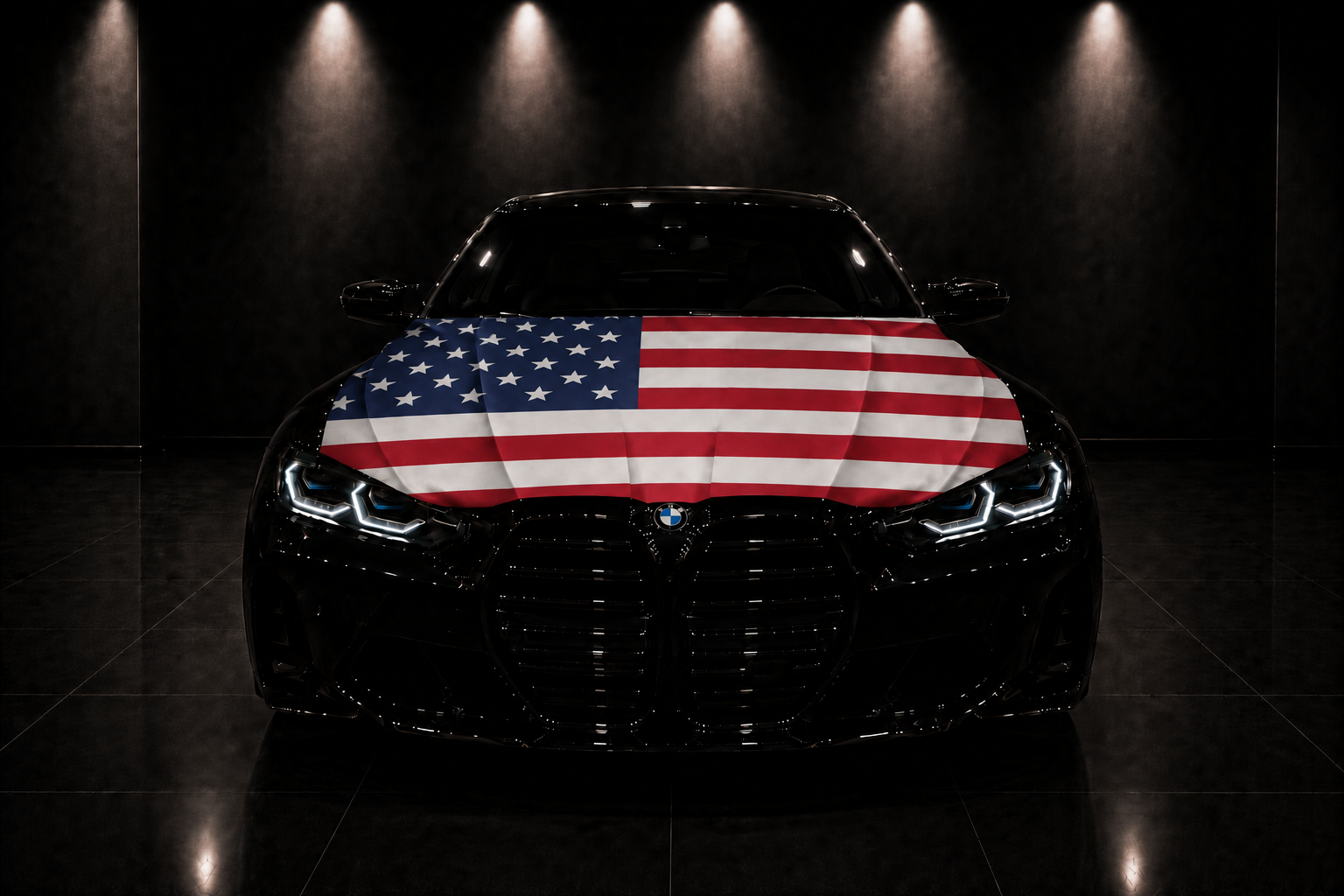ESTADOS UNIDOS - BANDERA DE CAPÓ ELÁSTICA