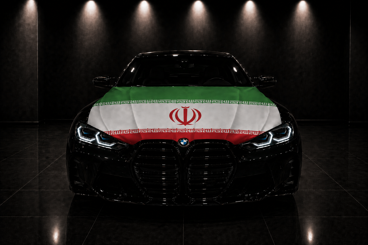 IRÁN - BANDERA DE CAPÓ ELÁSTICA